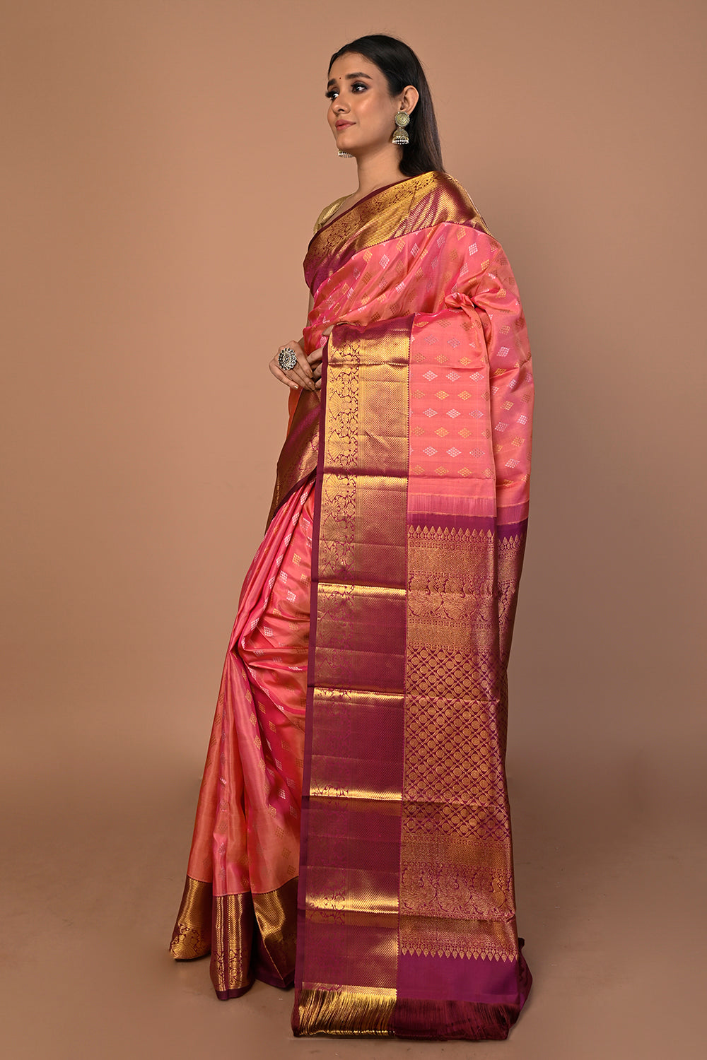 Kanchipuram Silk Butta Pink Saree