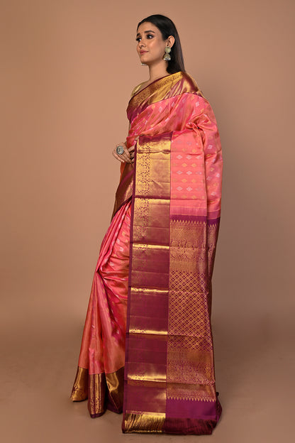 Kanchipuram Silk Butta Pink Saree