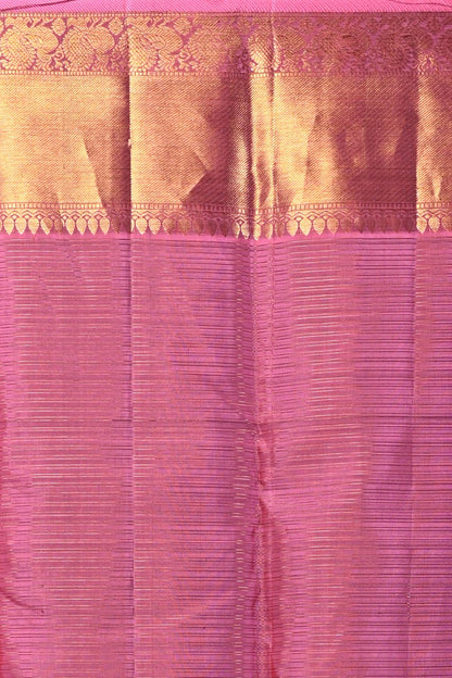 Kanchipuram Silk Horizontal Lines And Butta Purple Saree