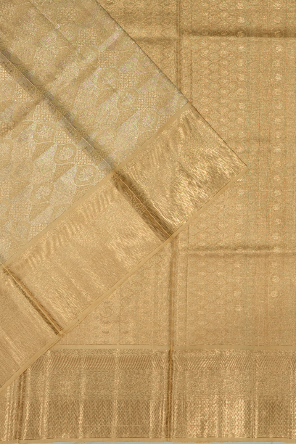 Kanchipuram Silk Tissue Brocade Gold Saree