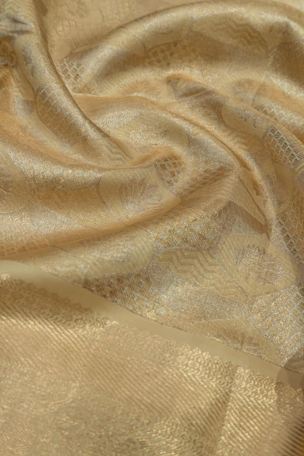 Kanchipuram Silk Tissue Brocade Gold Saree