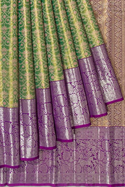 Kanchipuram Silk Tissue Brocade Green Saree