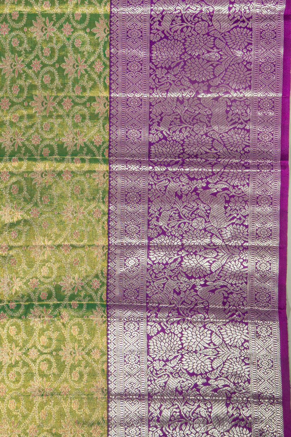 Kanchipuram Silk Tissue Brocade Green Saree