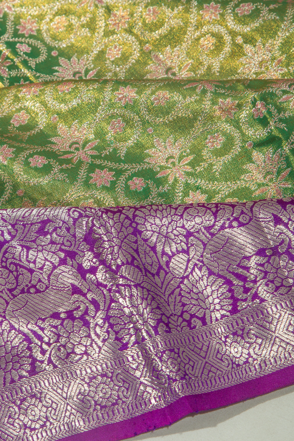 Kanchipuram Silk Tissue Brocade Green Saree