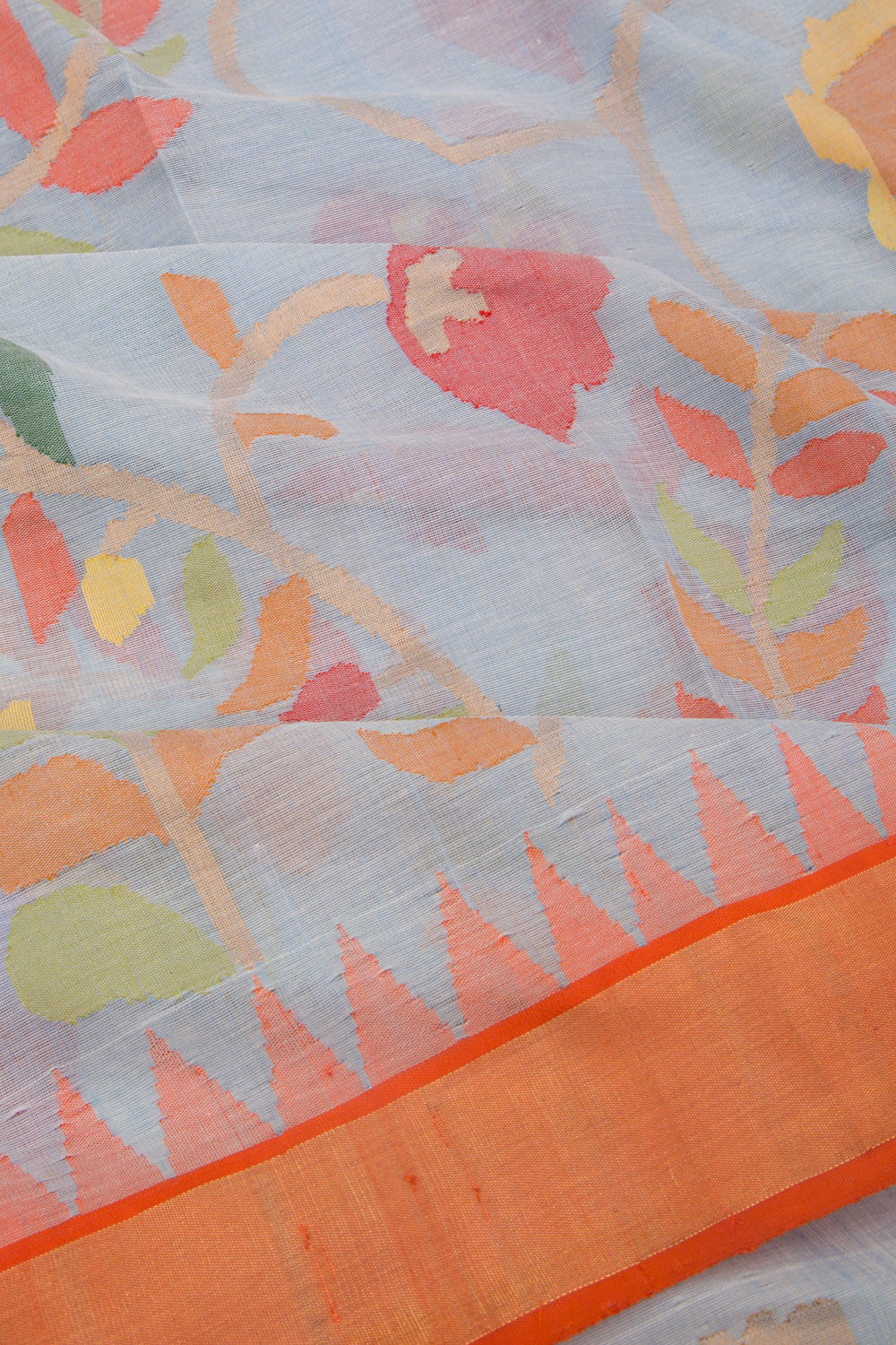 Handspun Cotton Jamdani Pastel Blue Saree