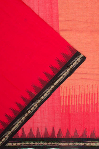 Handspun Cotton Plain Red Saree
