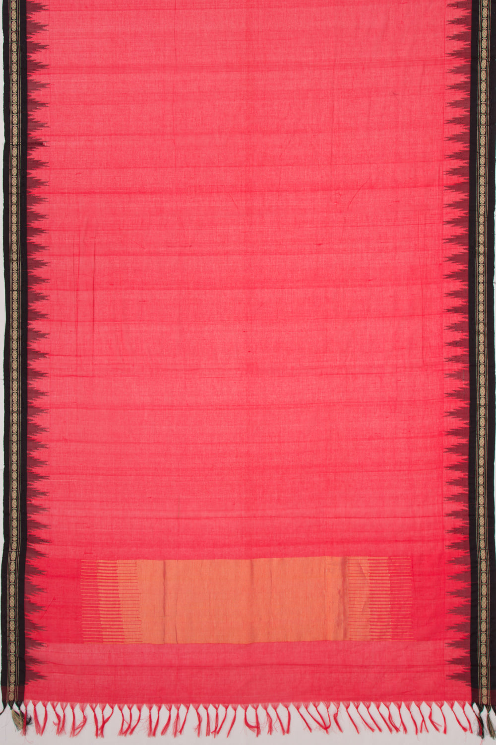 Handspun Cotton Plain Red Saree