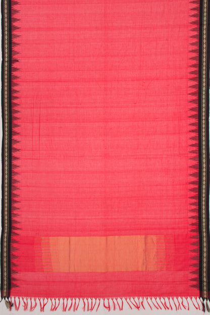 Handspun Cotton Plain Red Saree