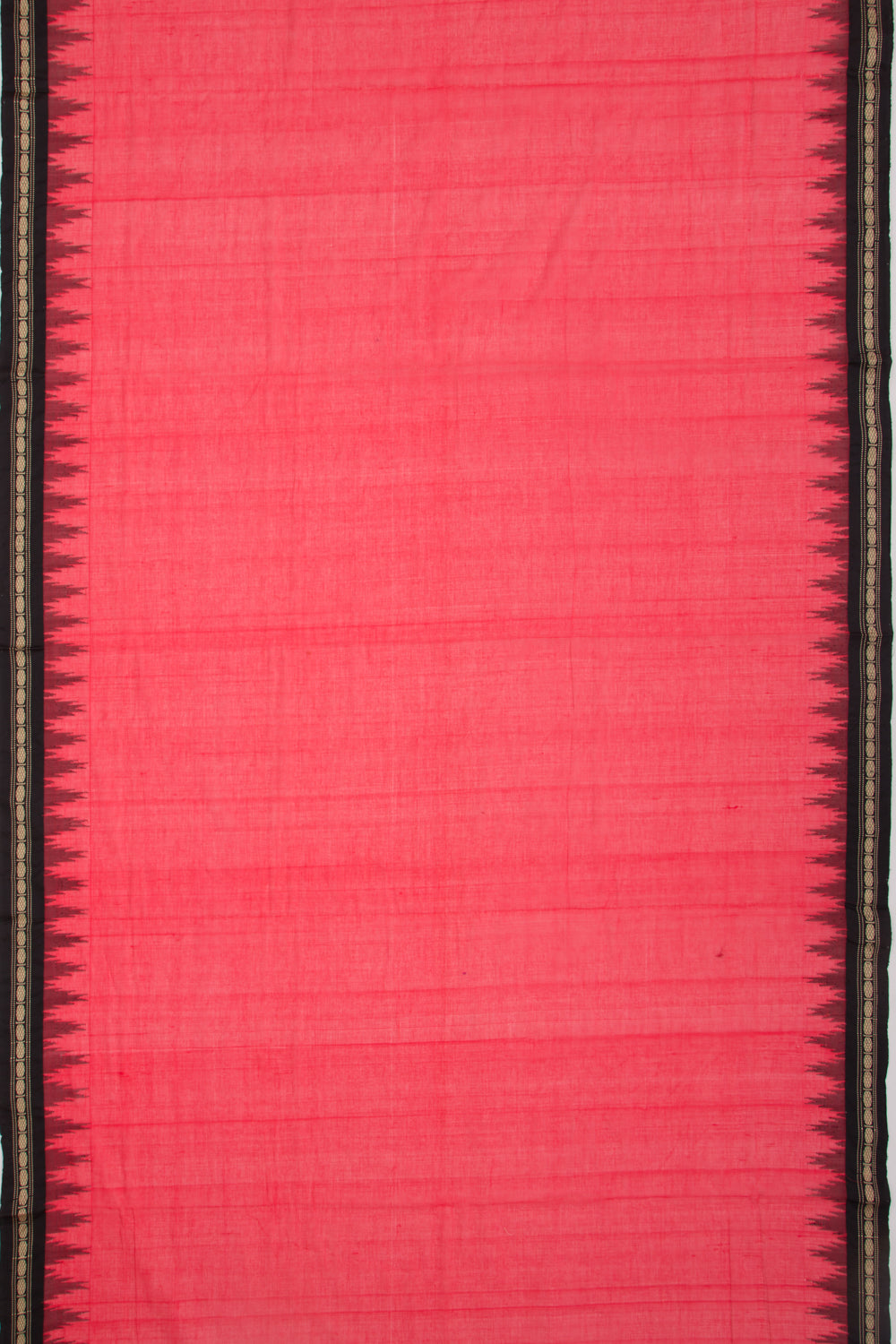 Handspun Cotton Plain Red Saree