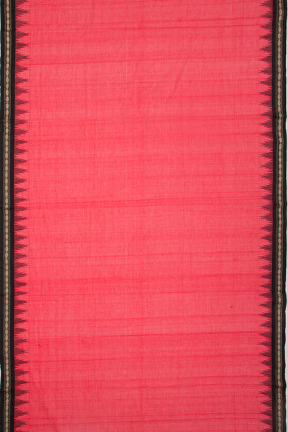 Handspun Cotton Plain Red Saree