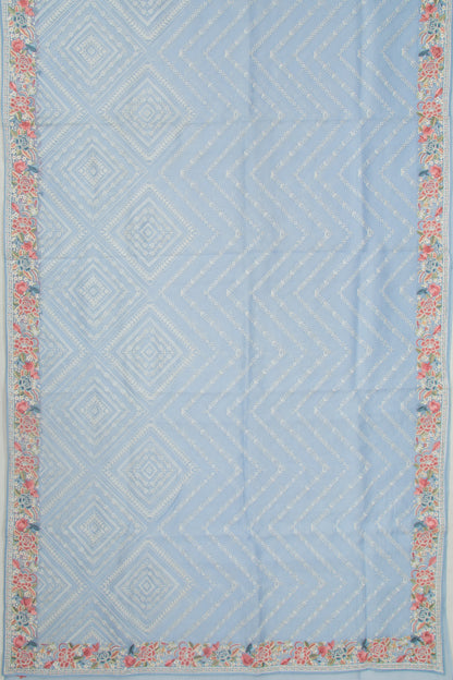 Organza Embroidery Brocade Pastel Blue Saree