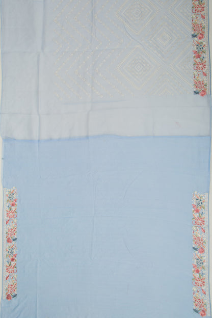 Organza Embroidery Brocade Pastel Blue Saree