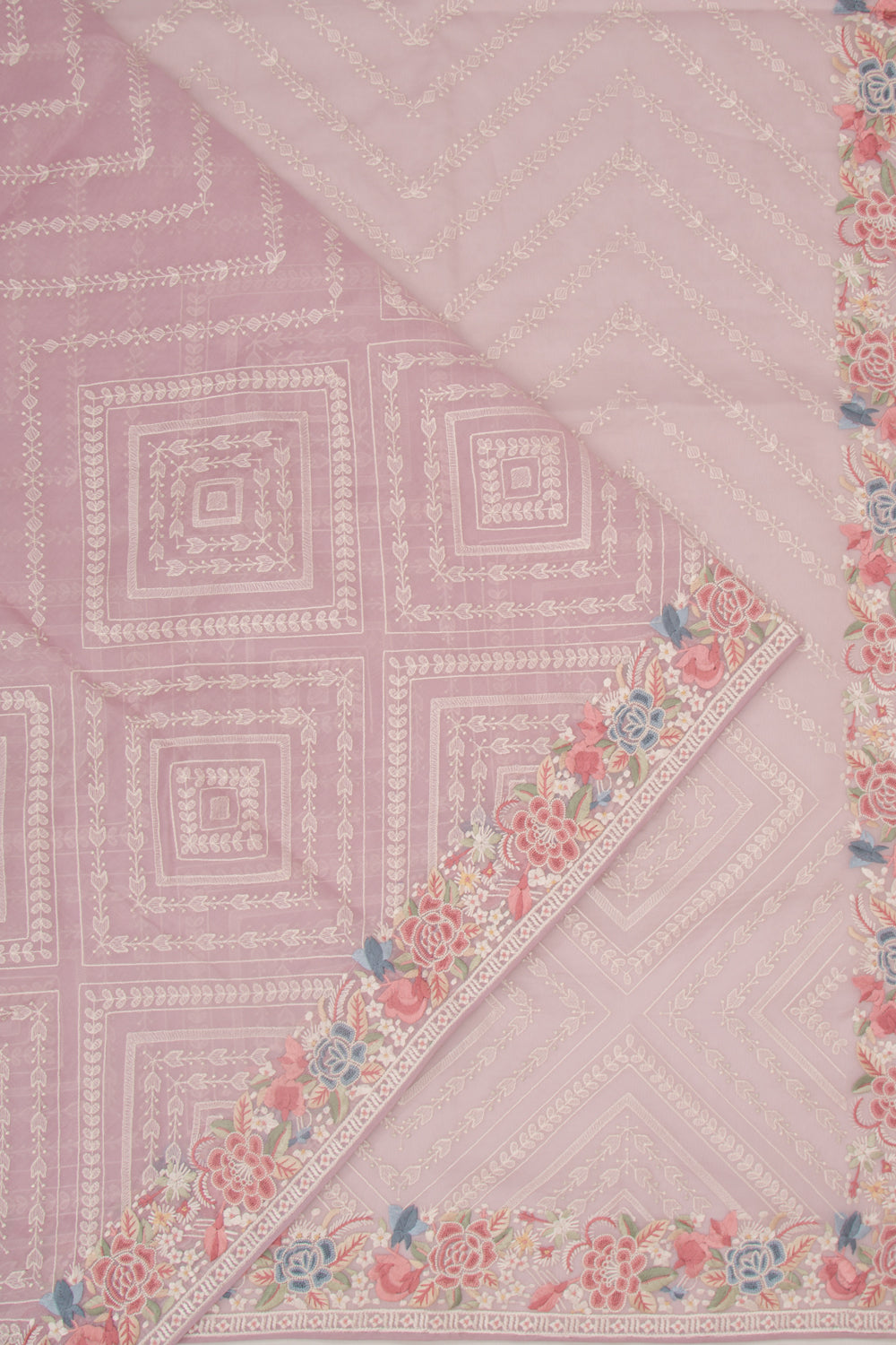 Organza Embroidery Brocade Lavender Saree
