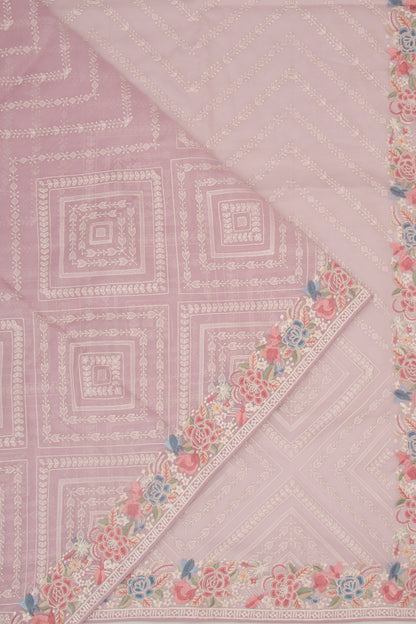 Organza Embroidery Brocade Lavender Saree