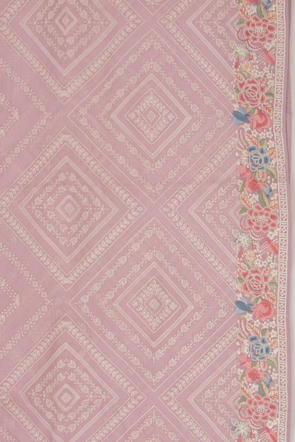 Organza Embroidery Brocade Lavender Saree