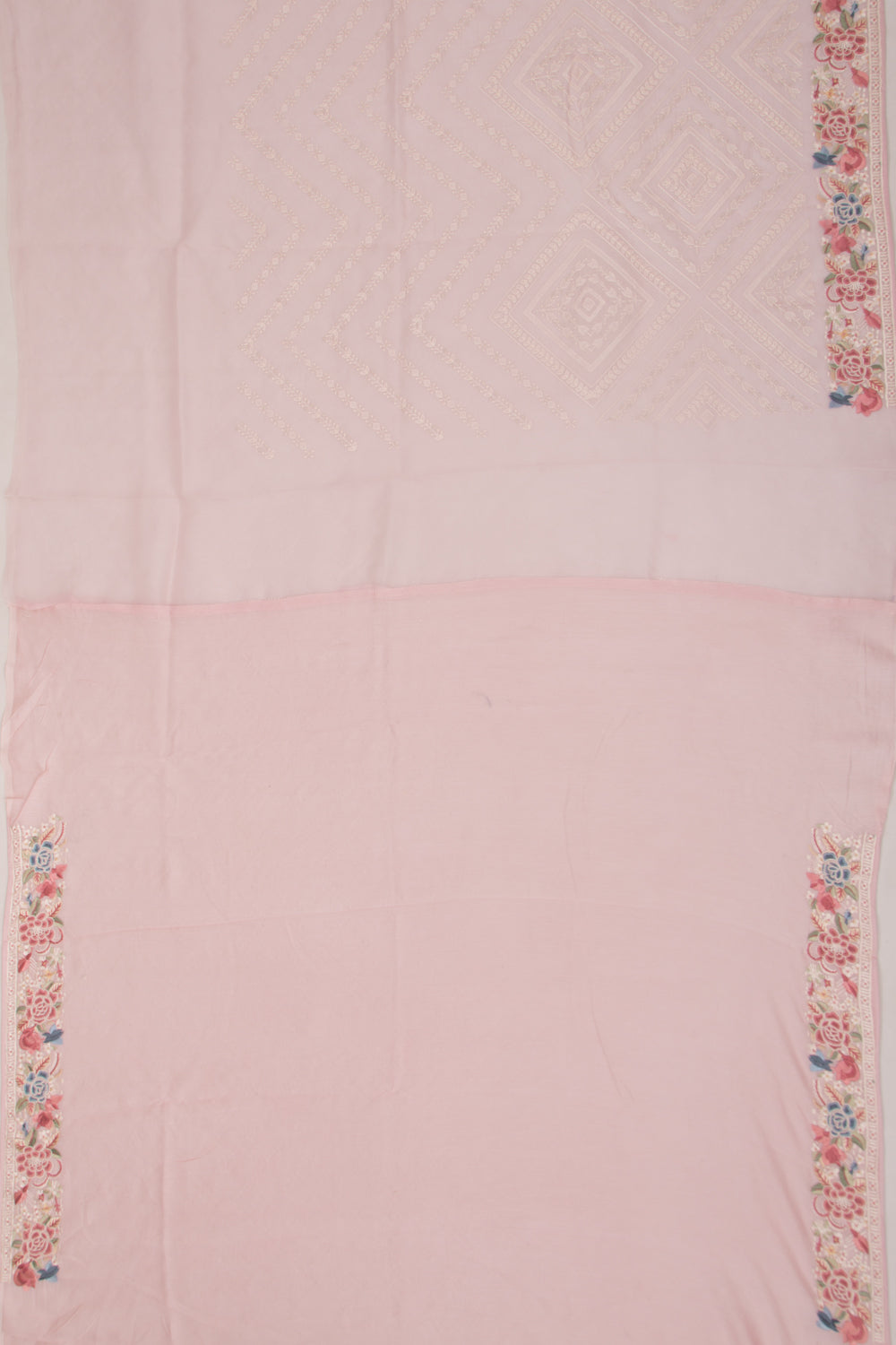 Organza Embroidery Brocade Baby Pink Saree