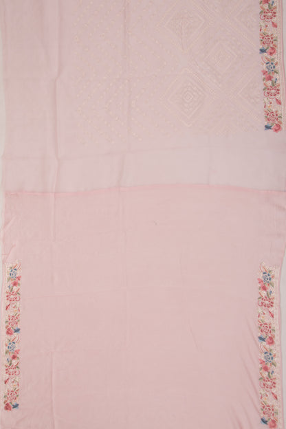 Organza Embroidery Brocade Baby Pink Saree