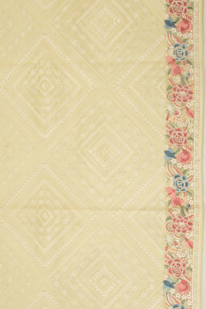 Organza Embroidery Brocade Lemon Yellow Saree