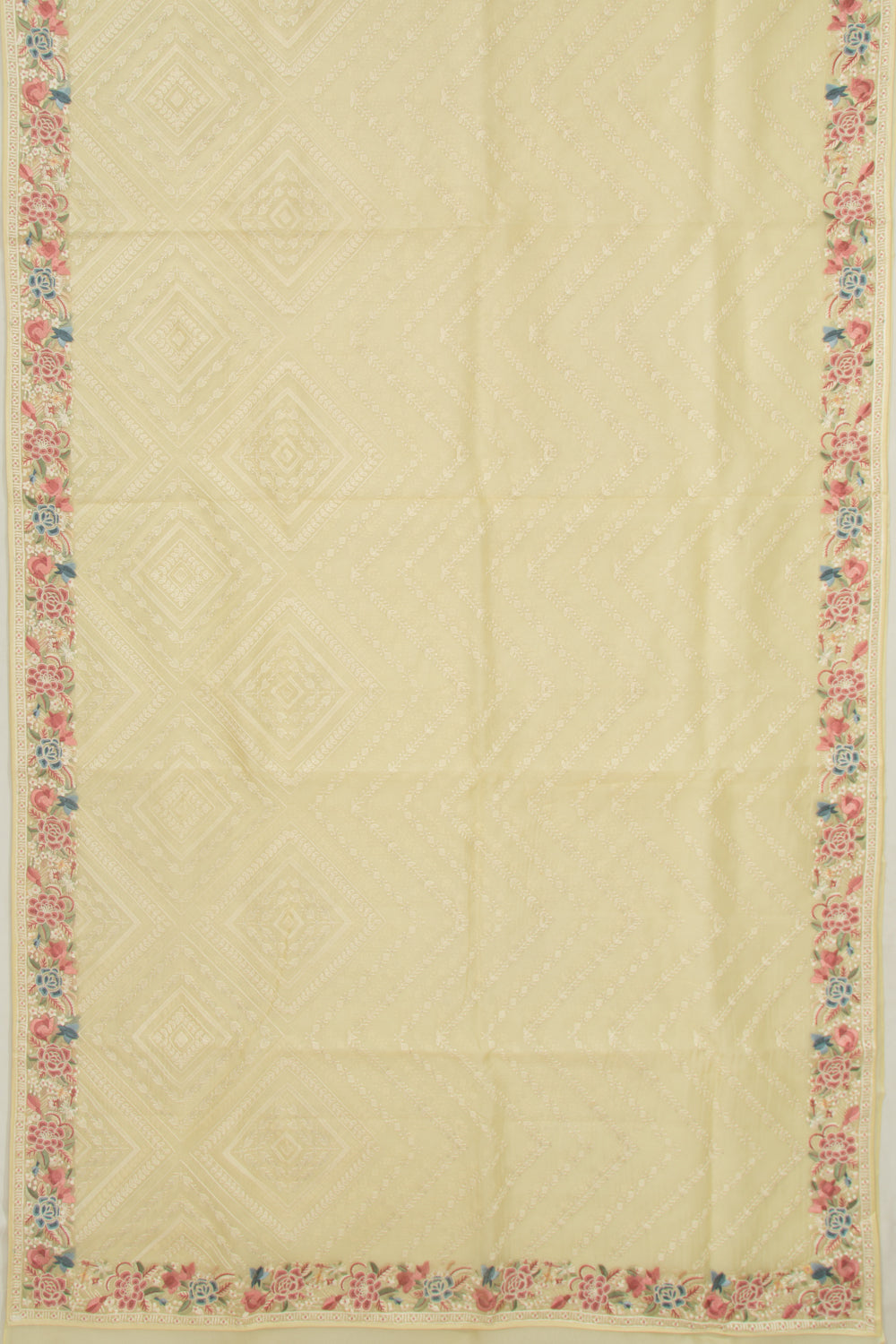 Organza Embroidery Brocade Lemon Yellow Saree