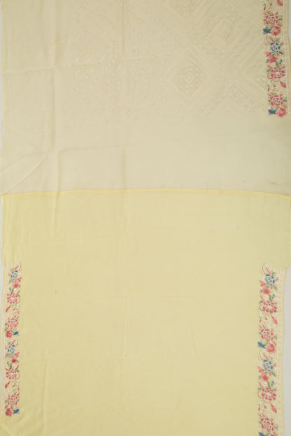 Organza Embroidery Brocade Lemon Yellow Saree