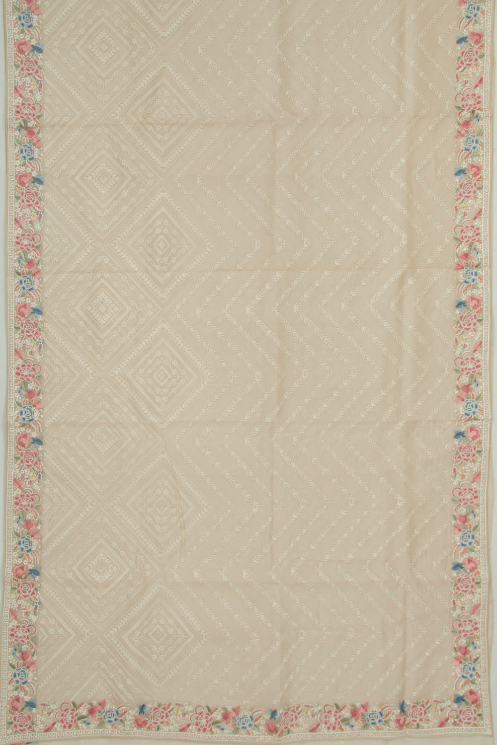 Organza Embroidery Brocade Cream Saree