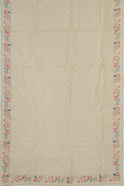 Organza Embroidery Brocade Cream Saree