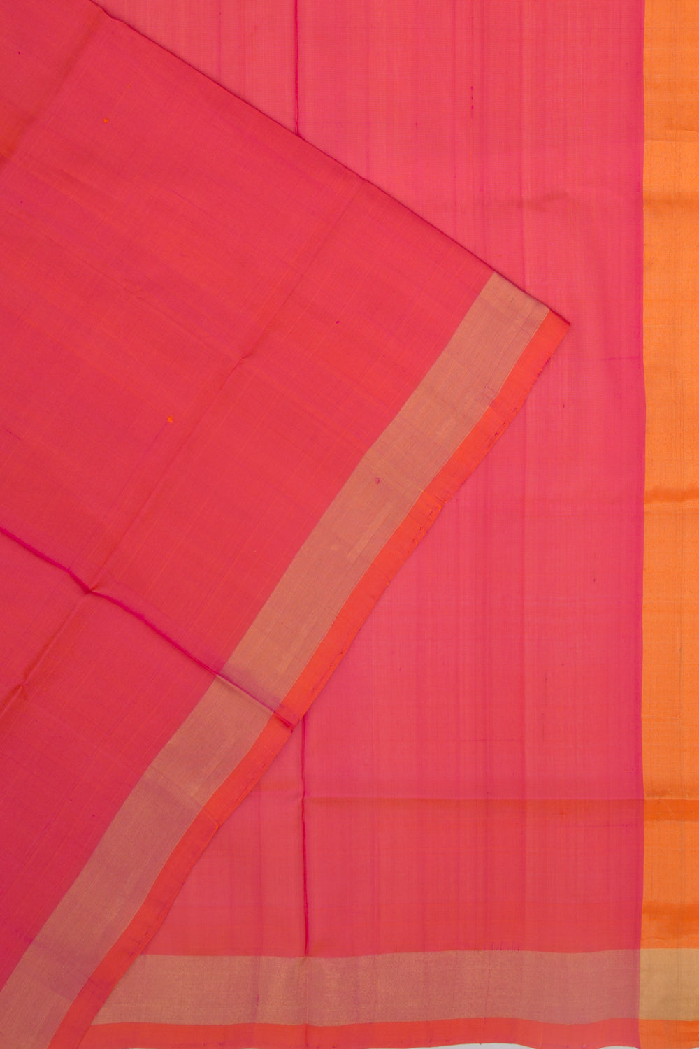 Uppada Silk Plain Dual Tone Pink And Orange Saree
