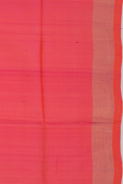 Uppada Silk Plain Dual Tone Pink And Orange Saree