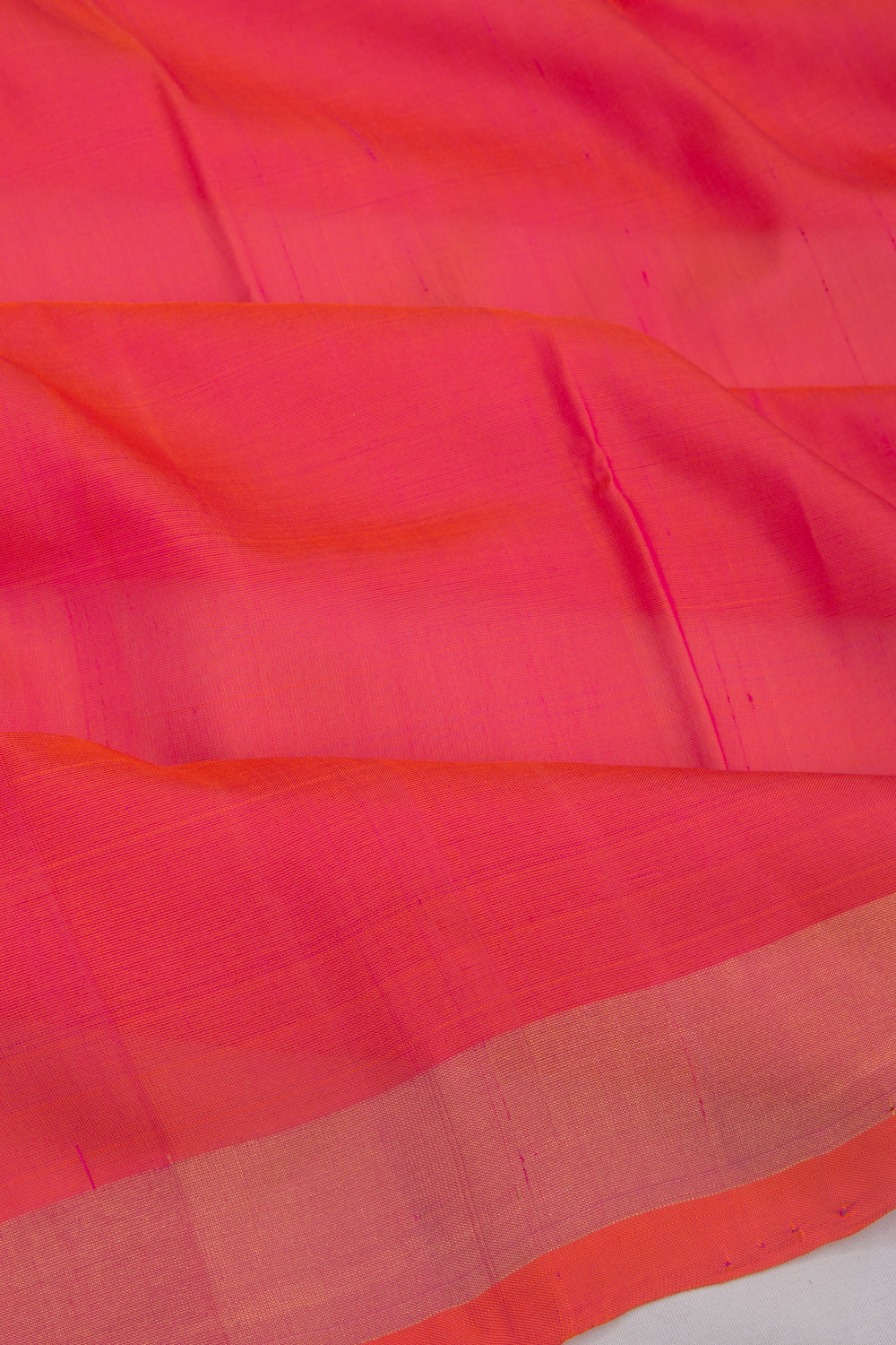 Uppada Silk Plain Dual Tone Pink And Orange Saree
