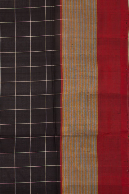 Uppada Silk Checks Black Saree