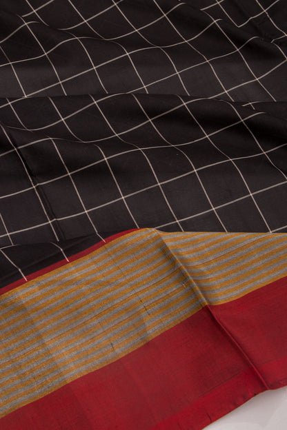 Uppada Silk Checks Black Saree