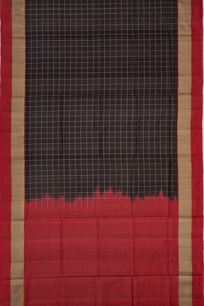 Uppada Silk Checks Black Saree
