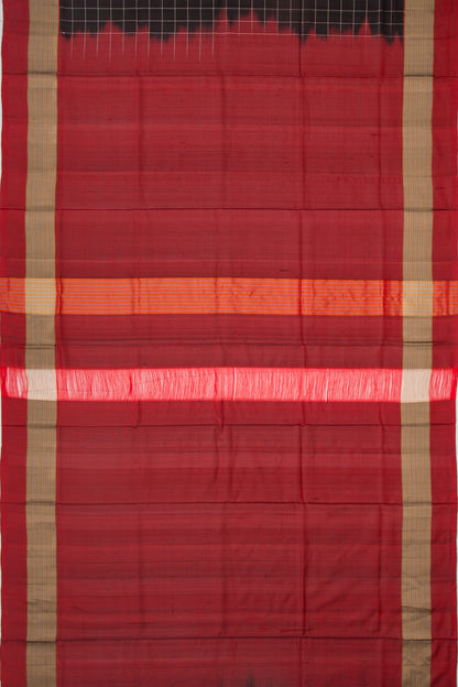 Uppada Silk Checks Black Saree