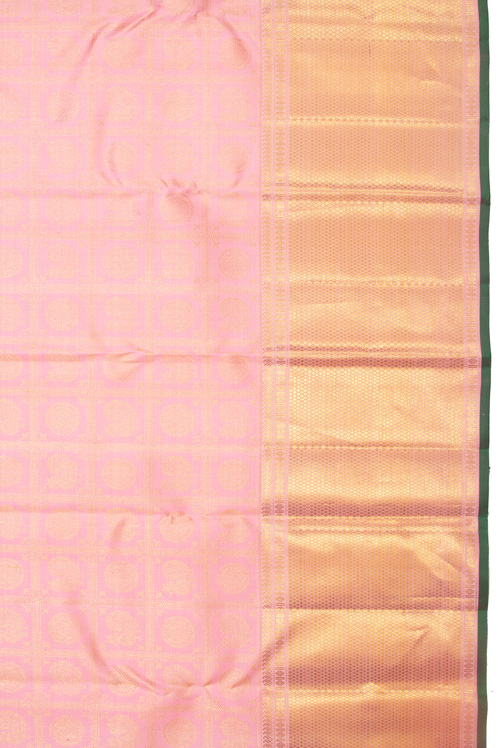 Kanchipuram Silk Checks And Butta Baby Pink Saree