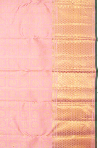 Kanchipuram Silk Checks And Butta Baby Pink Saree
