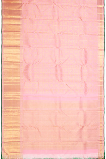 Kanchipuram Silk Checks And Butta Baby Pink Saree