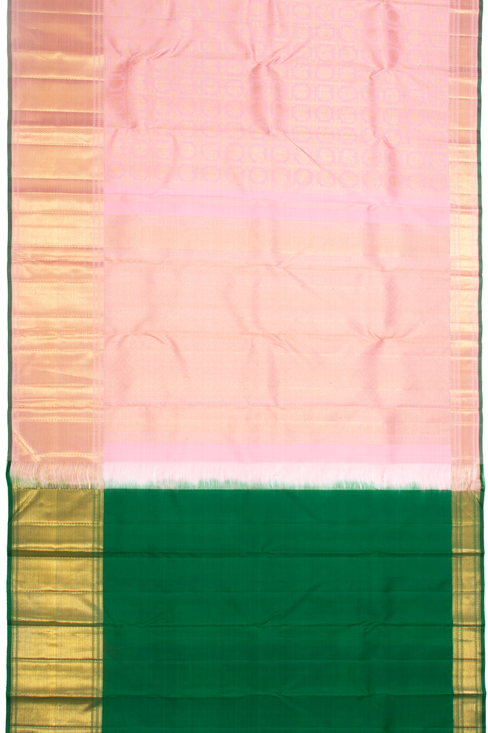 Kanchipuram Silk Checks And Butta Baby Pink Saree
