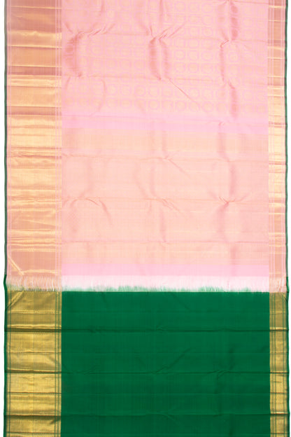 Kanchipuram Silk Checks And Butta Baby Pink Saree