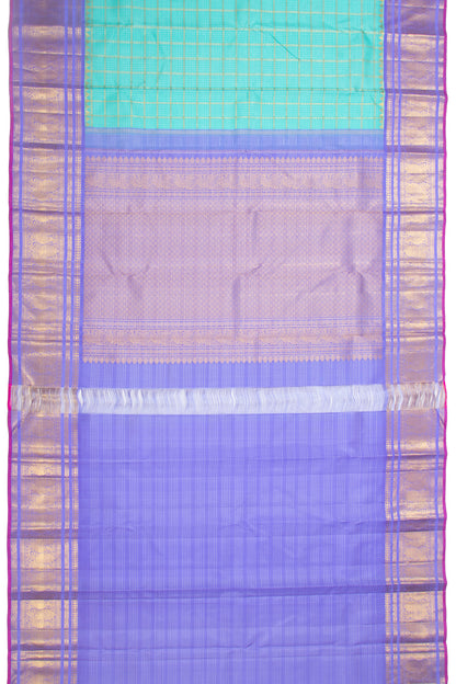 Kanchipuram Silk Checks Sky Blue Saree