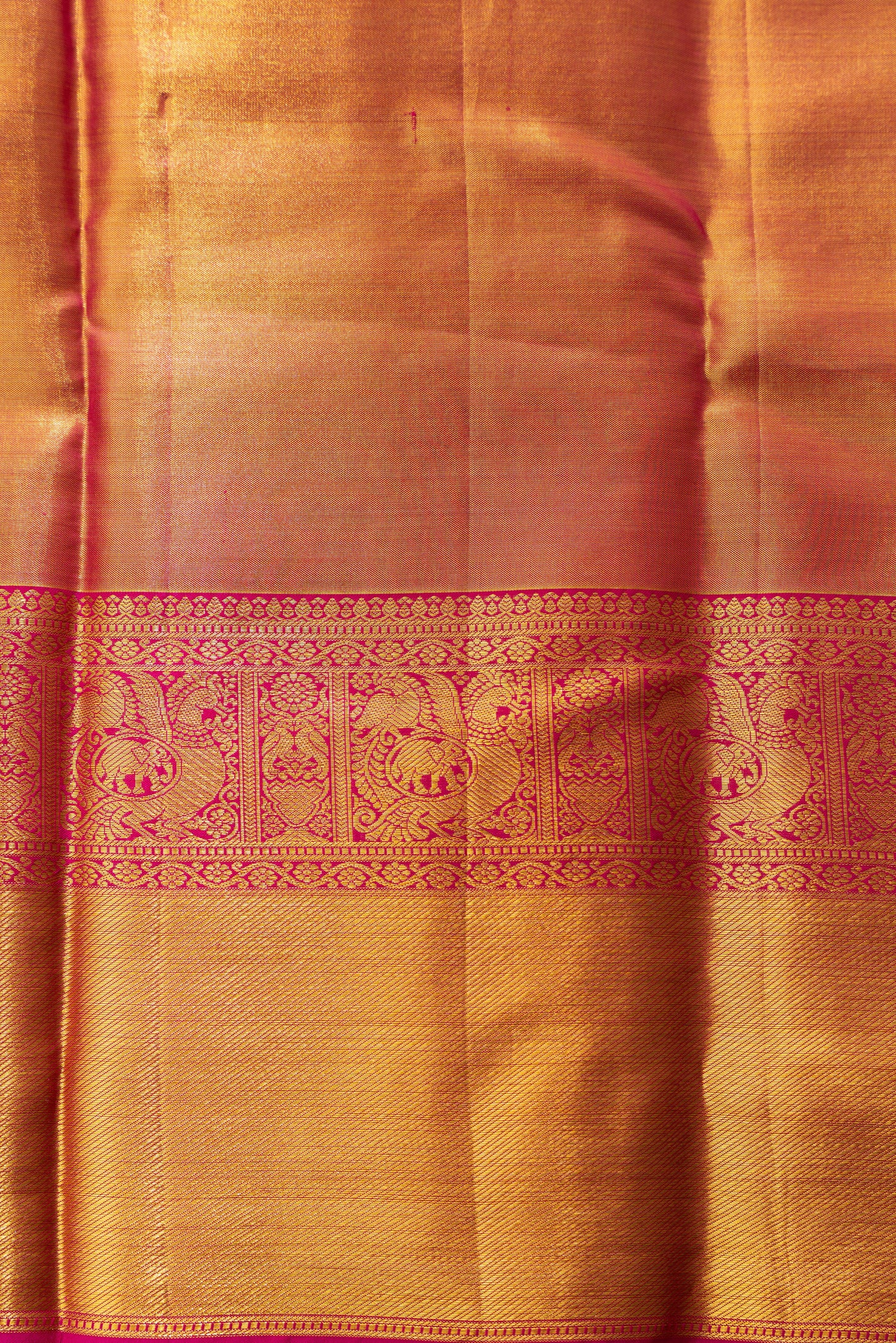 Taranga Kanchi Silk Jaal Tissue Gold Saree With Rakhi and Gift Box