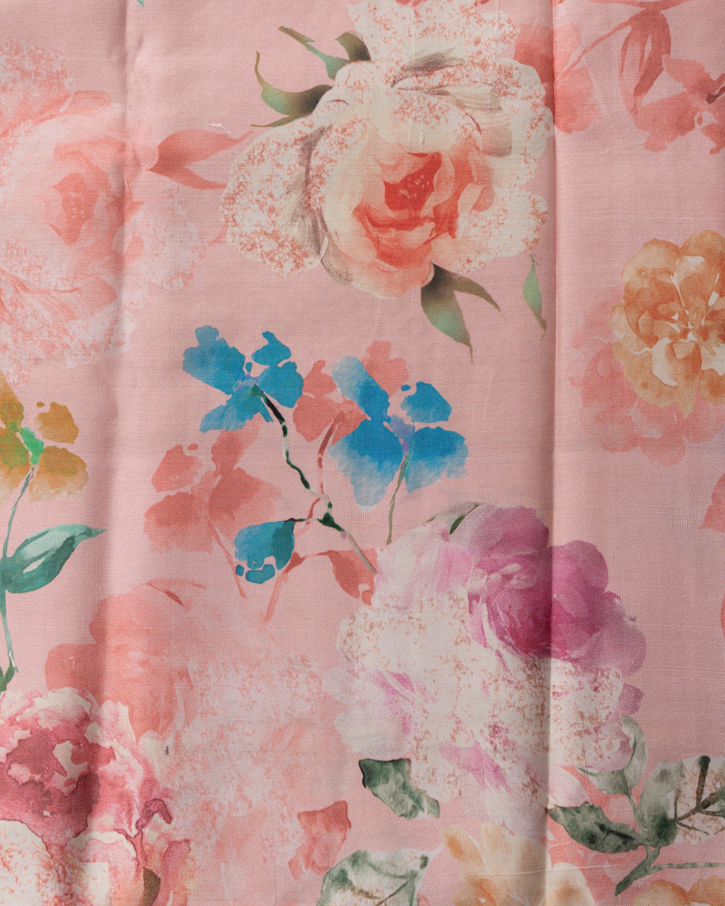 Kanchipuram Silk Brocade Baby Pink Saree With Floral Printed Border