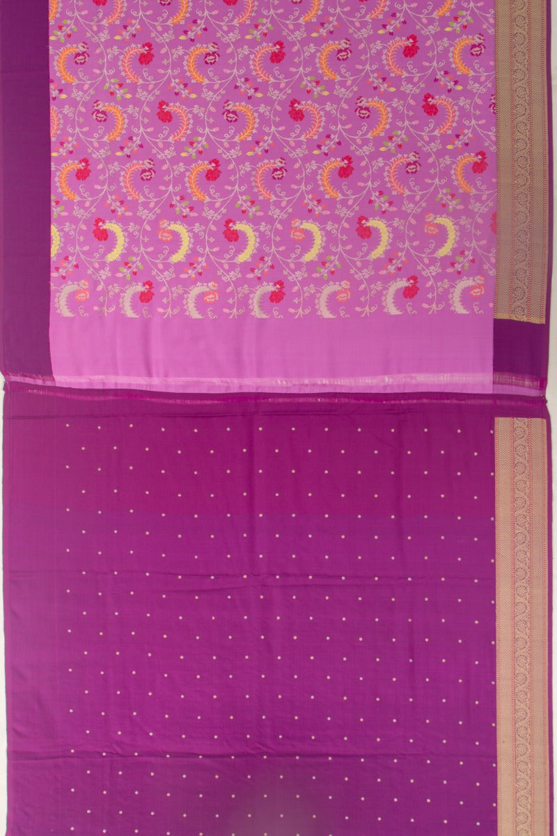 Banarasi Silk Jamdani Jaal Lavender Saree