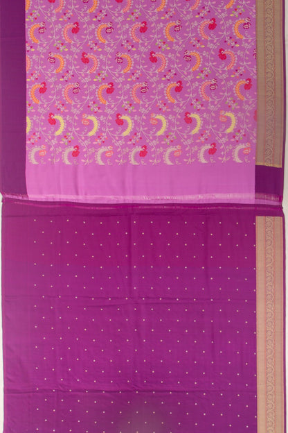 Banarasi Silk Jamdani Jaal Lavender Saree
