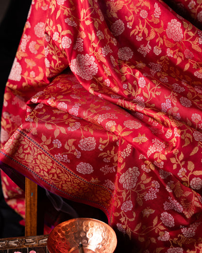Banarasi Silk Jamdani Jaal Raktambari Saree