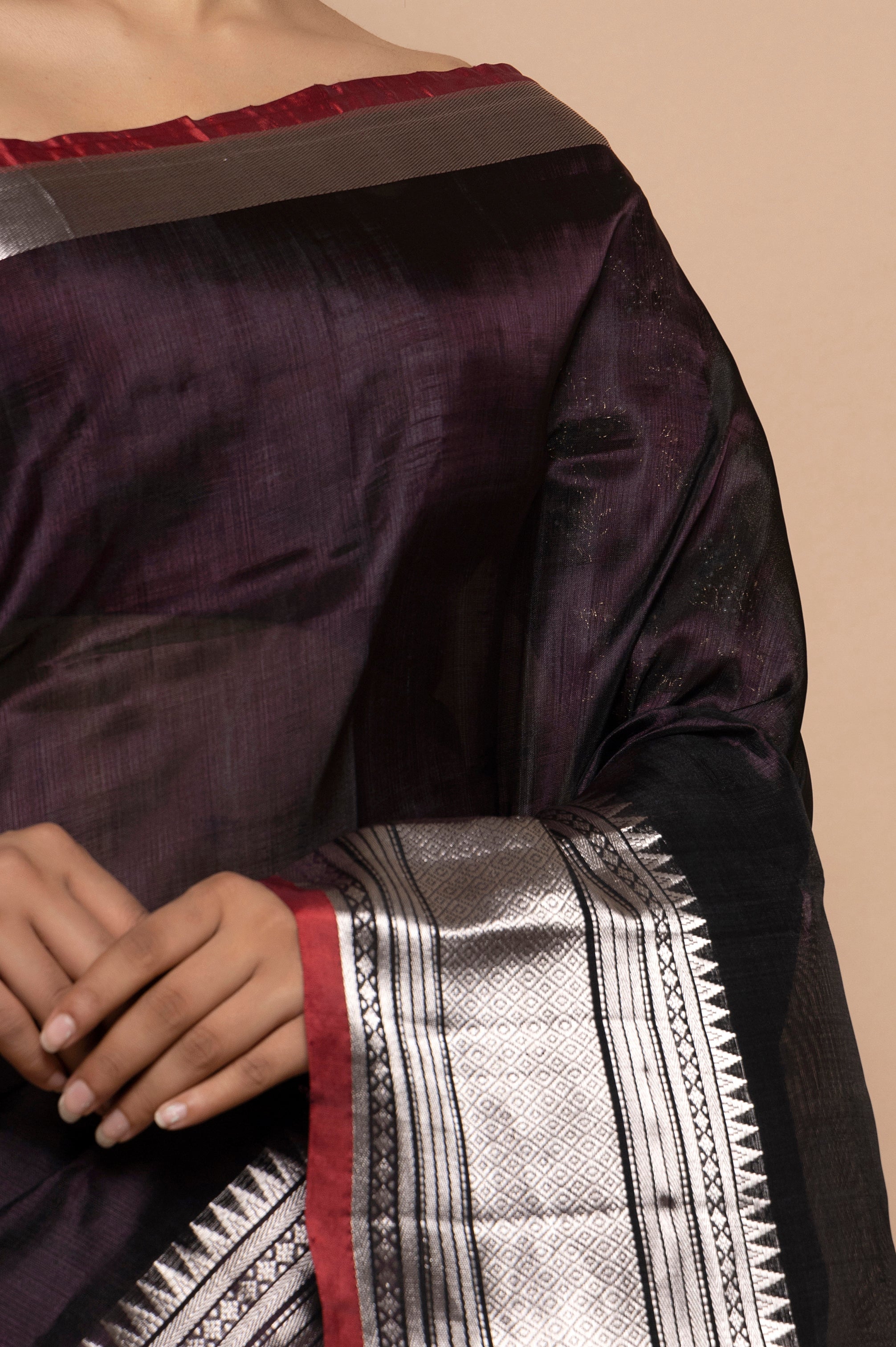 Linen Plain Black Saree