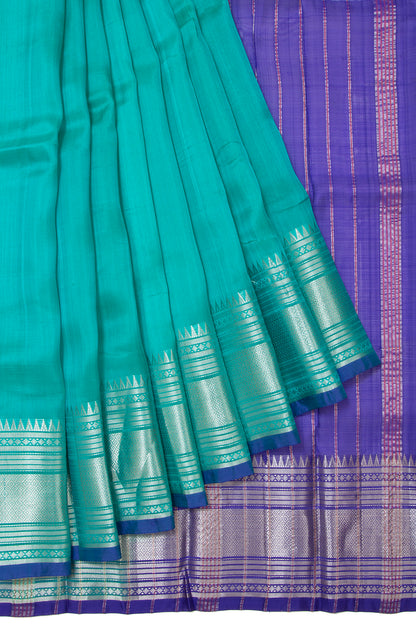 Taranga Kanchi Silk Plain Sea Green Saree