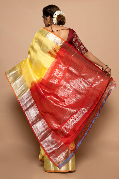Linen Butta Yellow Saree