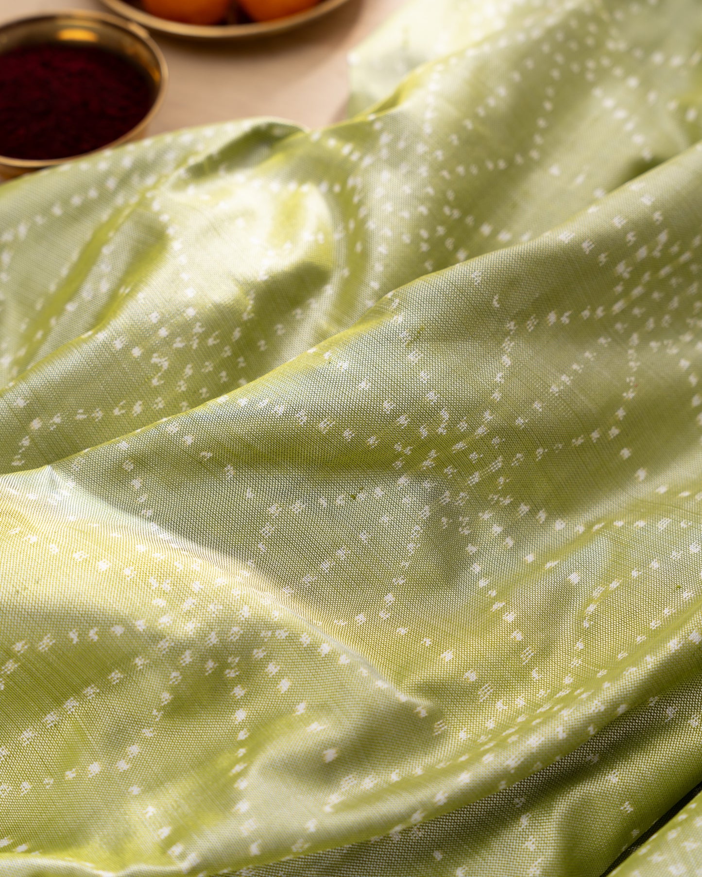 Kanchipuram Silk Ikat Green Saree With Rakhi and Gift Box