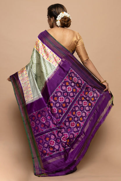 Pochampally Silk Ikat Pista Green Saree