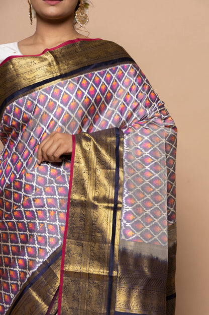 Kanchipuram Silk Ikat Violet Saree